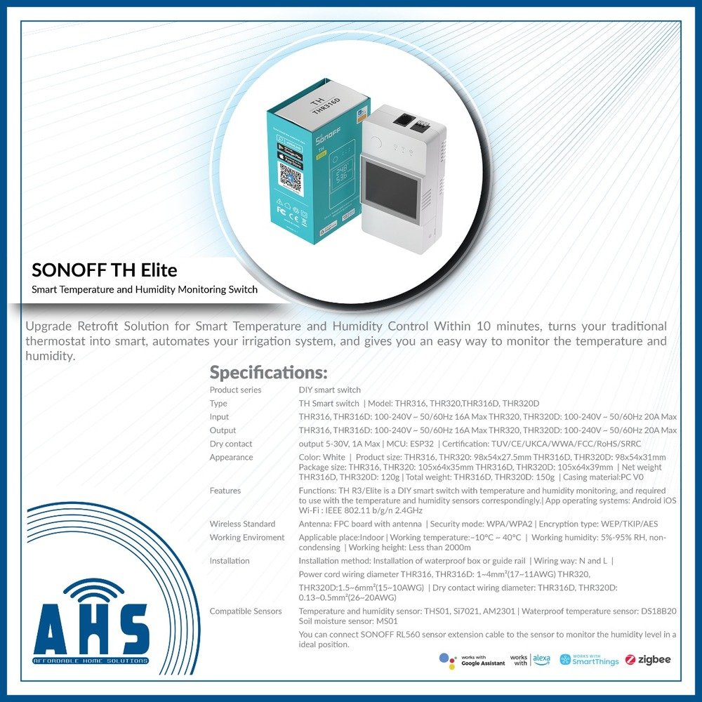 SONOFF TH Elite Smart Temp and Humidity Monitoring Switch SONOFF TH Elite Smart Temp and Humidity Monitoring Switch