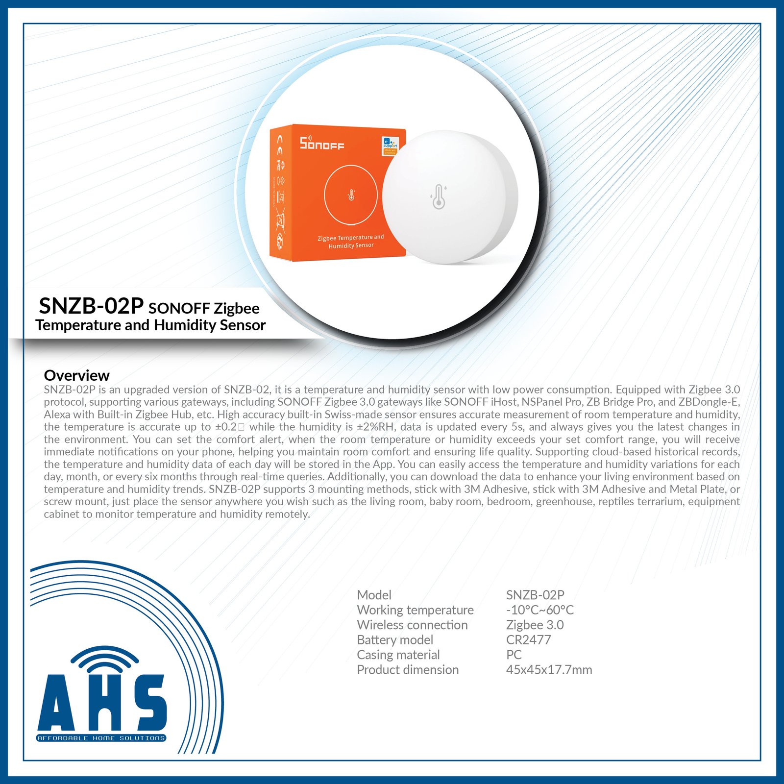 Zigbee Temperature and Humidity Sensor SNZB-02P SONOFF Zigbee Temp and Humidity Sensor SNZB-02P