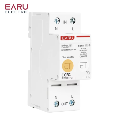 EARU 2P WiFi Smart Circuit Breaker Power Meter 63A