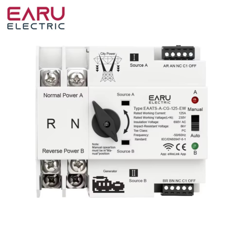 EARU 2P AC 230V ATS Dual Power Automatic Transfer Breaker