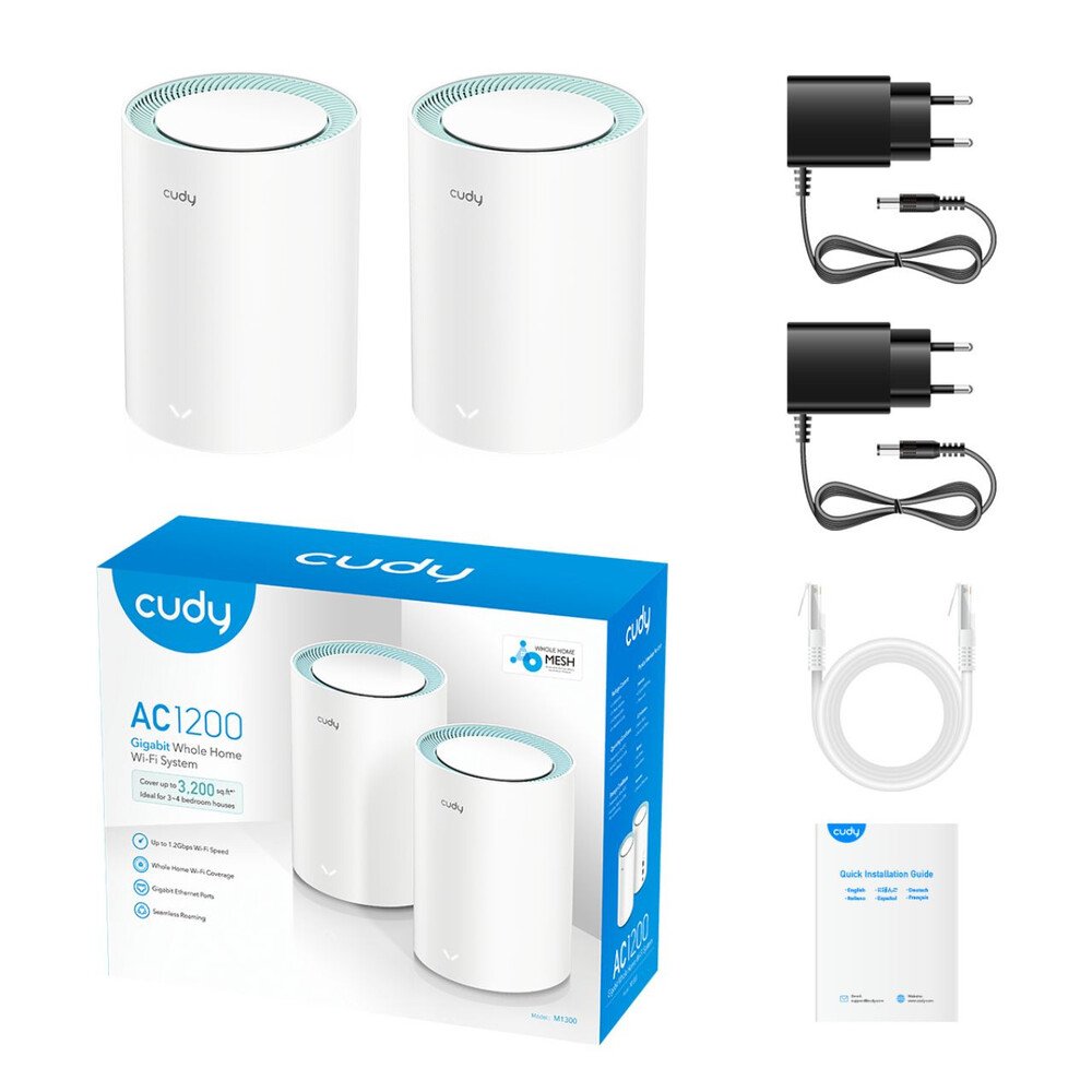 cudy mesh m1300_3 CUDY AC1200 Gigabit Whole Home WiFi Mesh System 2 Pack